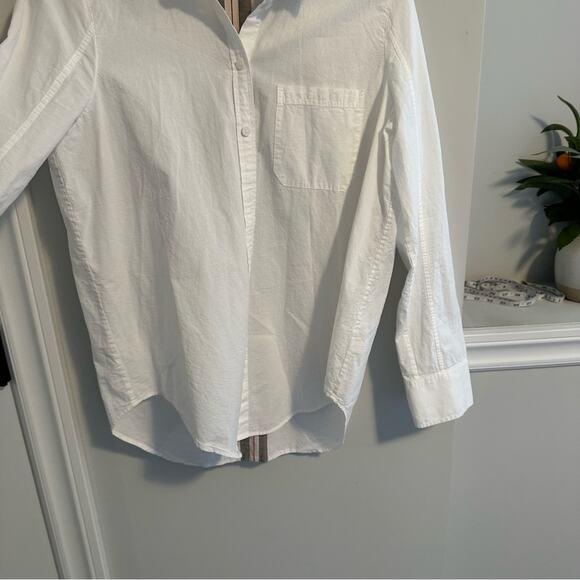 Athleta White Button Front Striped Back Long Sleeve Top Blouse Medium - Picture 15 of 16